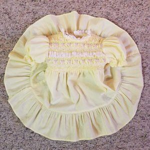 Polly Flinders 3T Yellow Hand Smocked Pageant Dress Embroidered Lace Full Circle